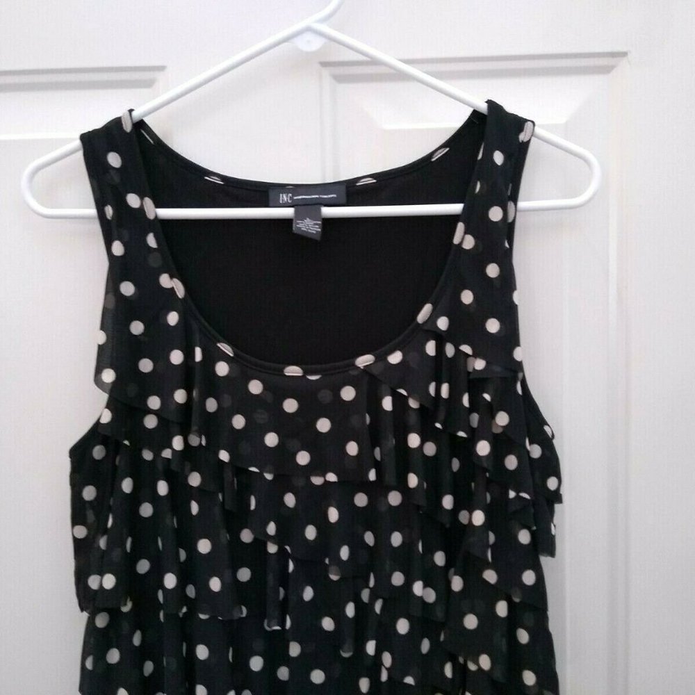 INC International Concepts Black White Polka Dot L